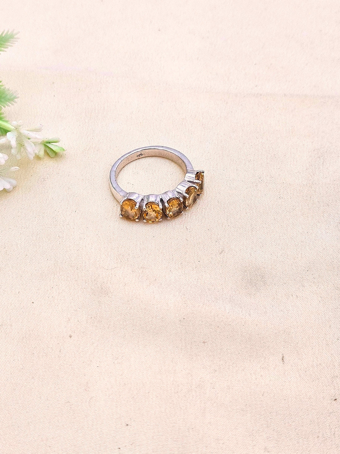 Fine 925 Sterling Silver Citrine Stone Designer Finger Ring