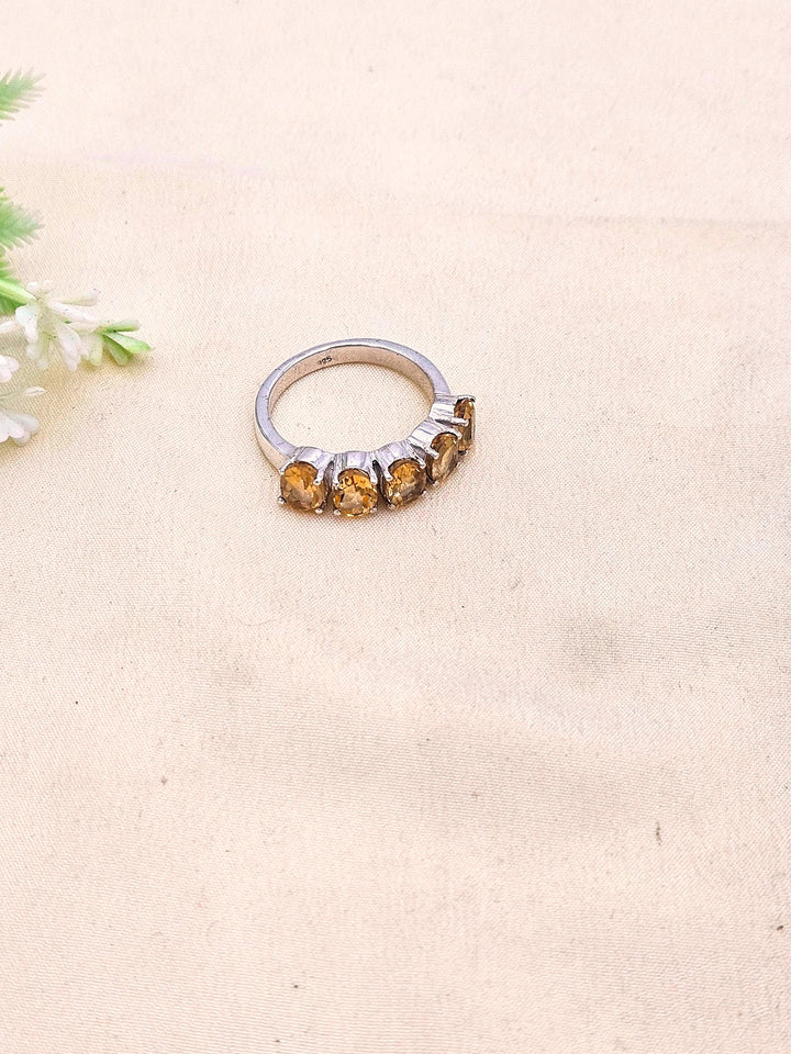 Fine 925 Sterling Silver Citrine Stone Designer Finger Ring