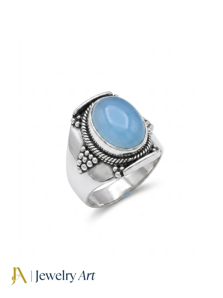 Modern 925 sterling silver Blue Chalcedony fashion ring