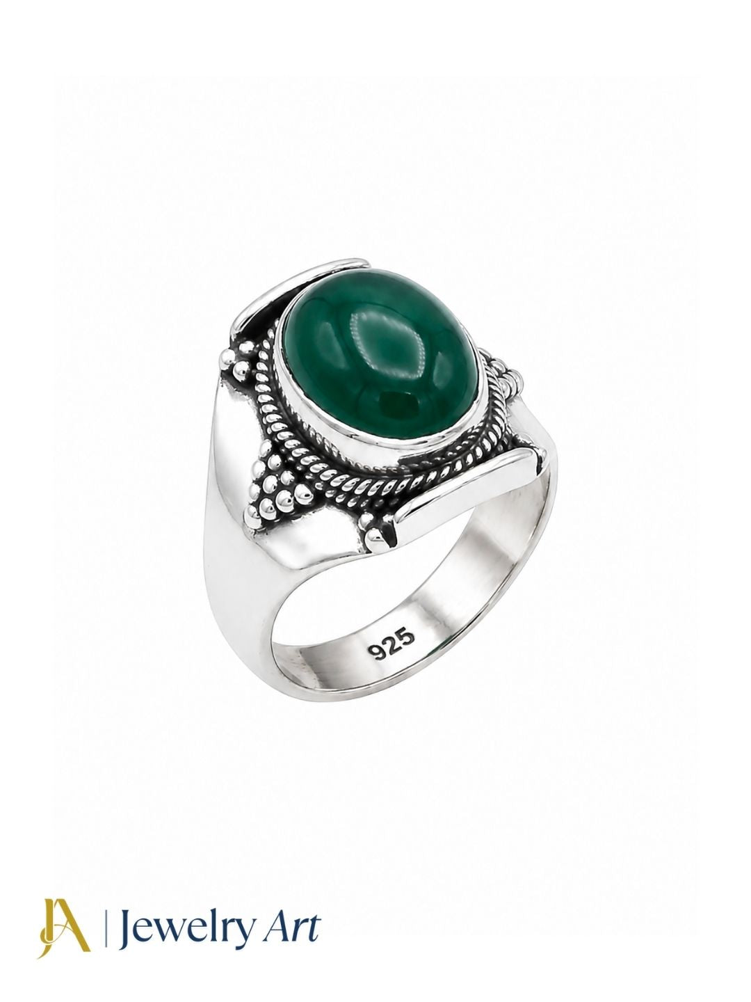 Elegant 925 sterling silver Green Onyx gemstone ring