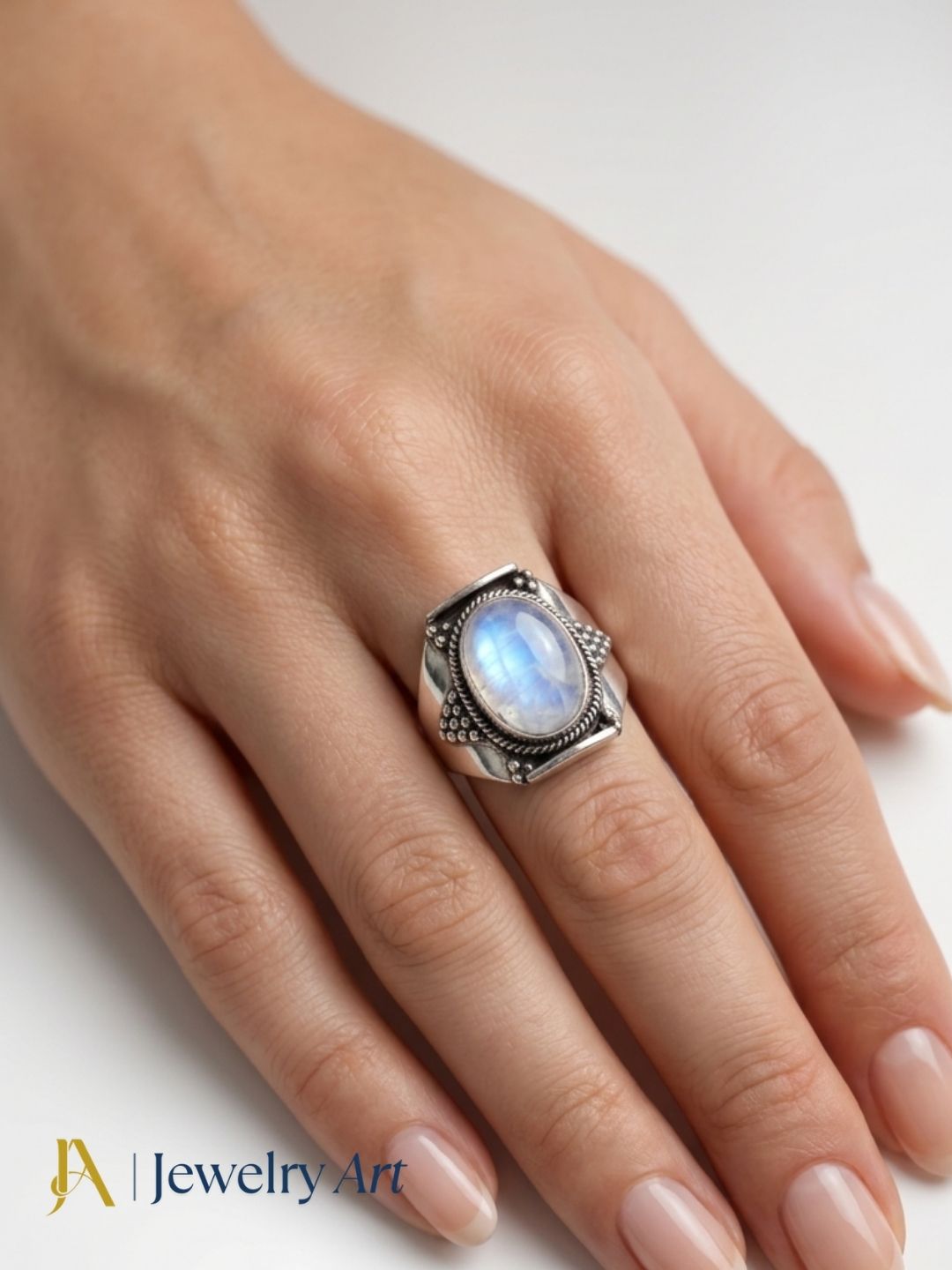 Fine 925 Sterling Silver Variant of Blue Chalcedony, Green Onyx & Rainbow Awesome Designer Finger Rings