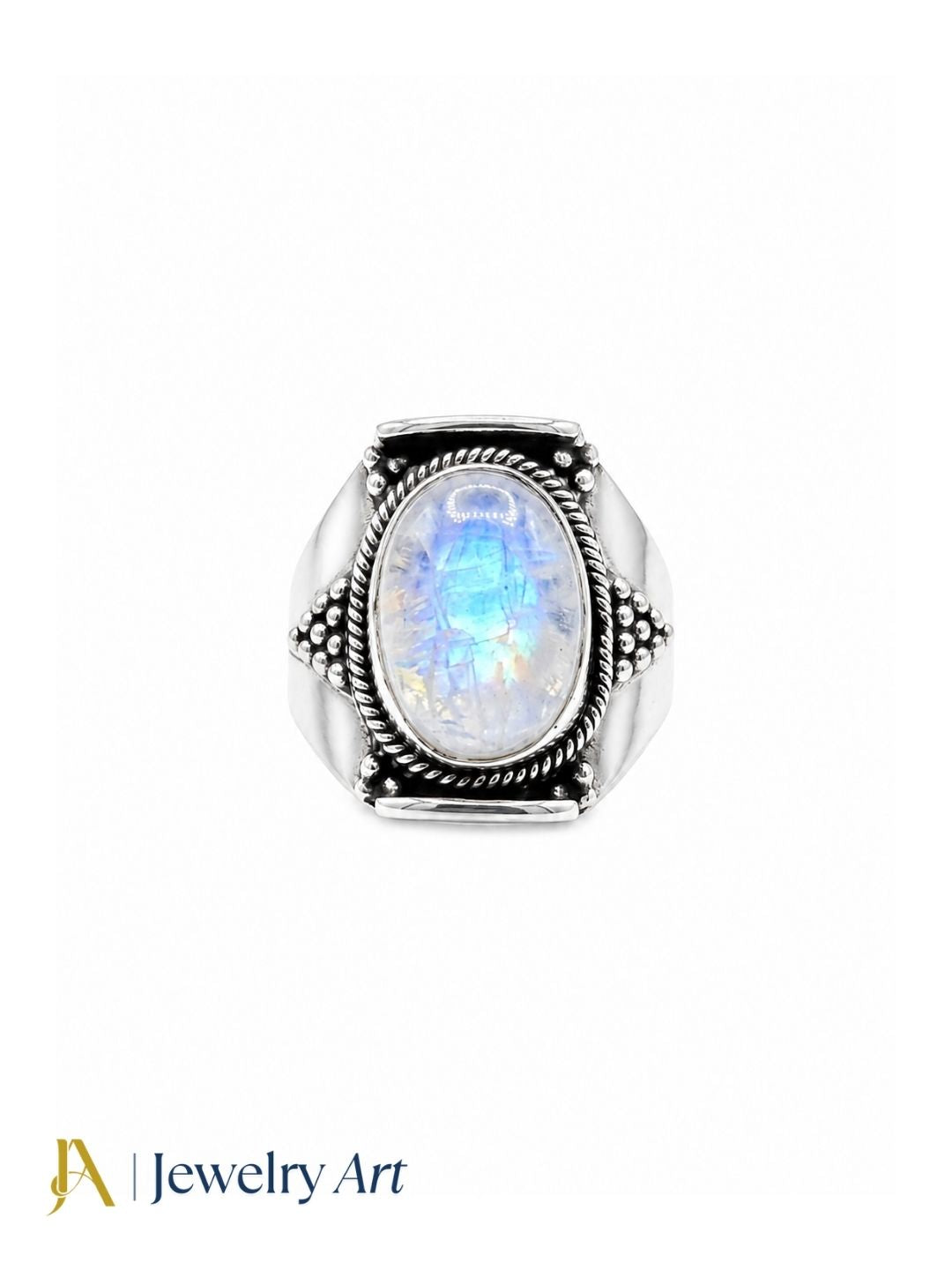 Handcrafted 925 sterling silver White Rainbow designer finger ring