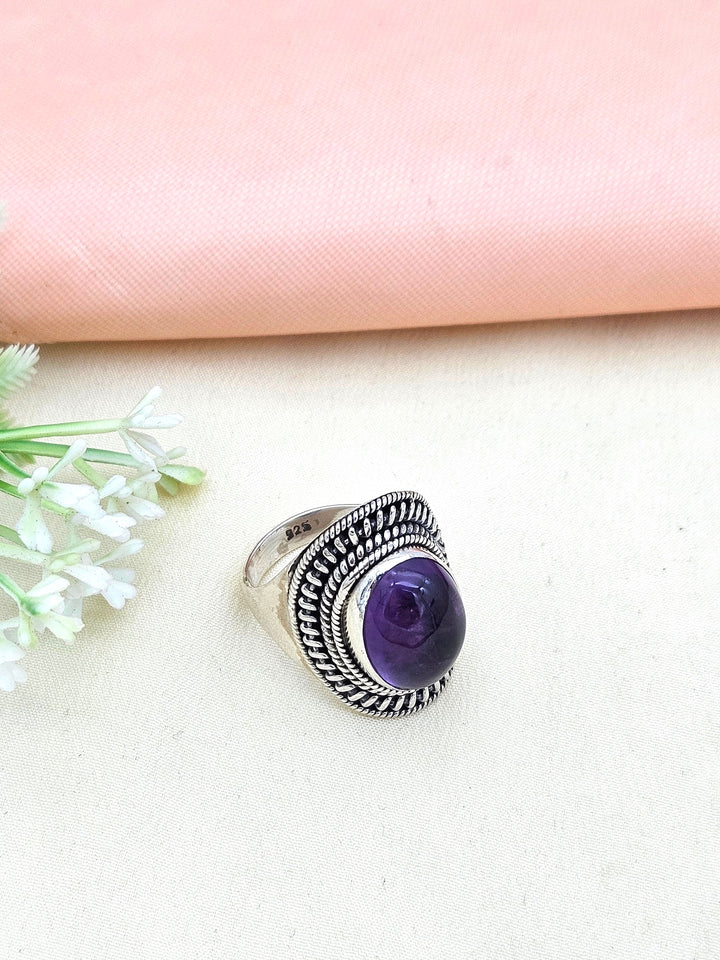 Stunning Designer 925 Silver Oxidized Variant Semi Precious Gem Stone Fine Handcrafted Finger Ring