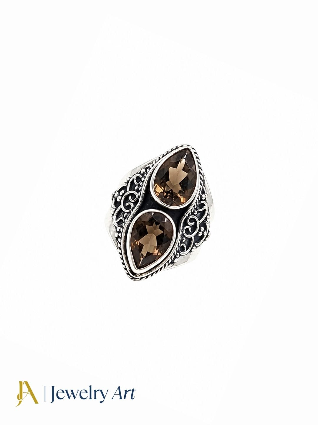 Designer 925 silver Smoky semi-precious gemstone ring for women