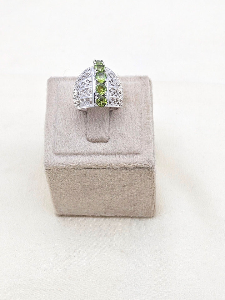 Fine Handcrafted 925 Silver Oxidized Semi Precious Gem Stones Awesome Designer Finger Ring