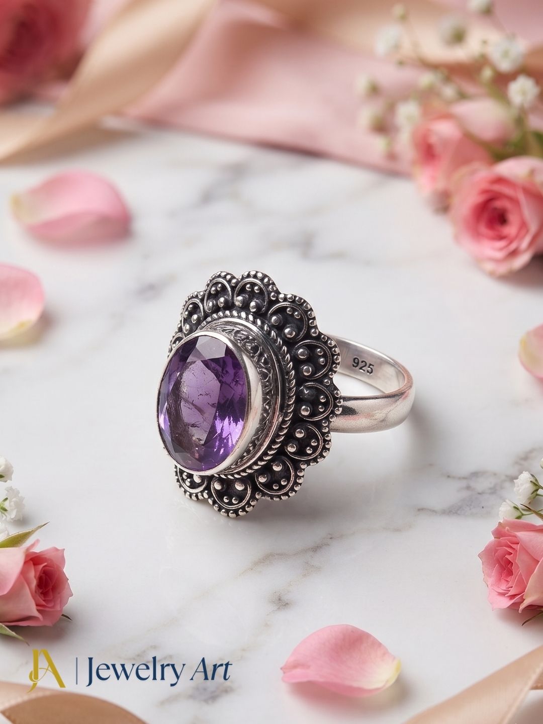 925 Sterling Silver Oxidized Moonstone Ring | Handmade Statement Ring | Boho Jewelry, Gift for Her