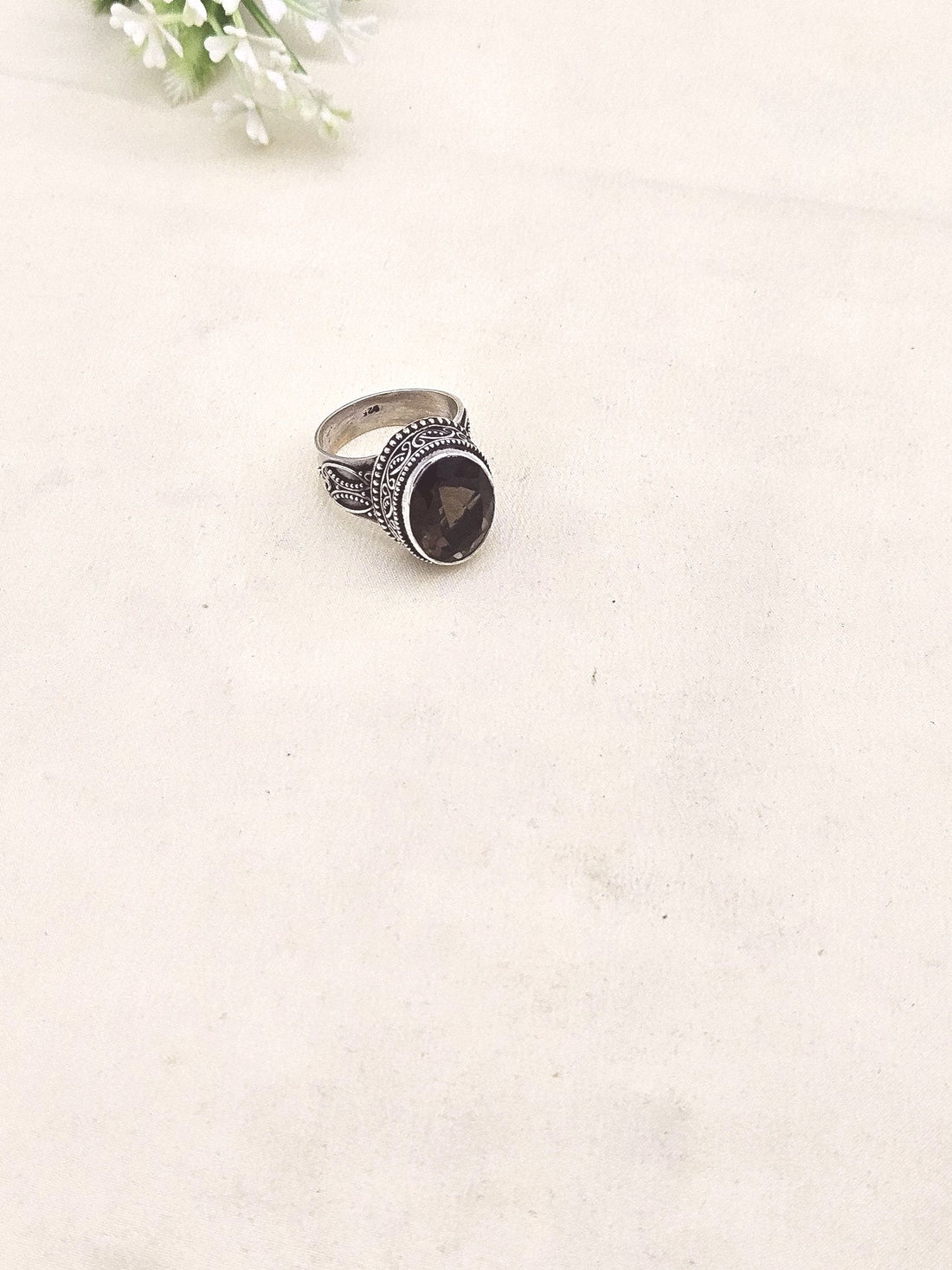 Fine Handcrafted 925 Silver Smoky Gem Stones Awesome Designer Finger Ring