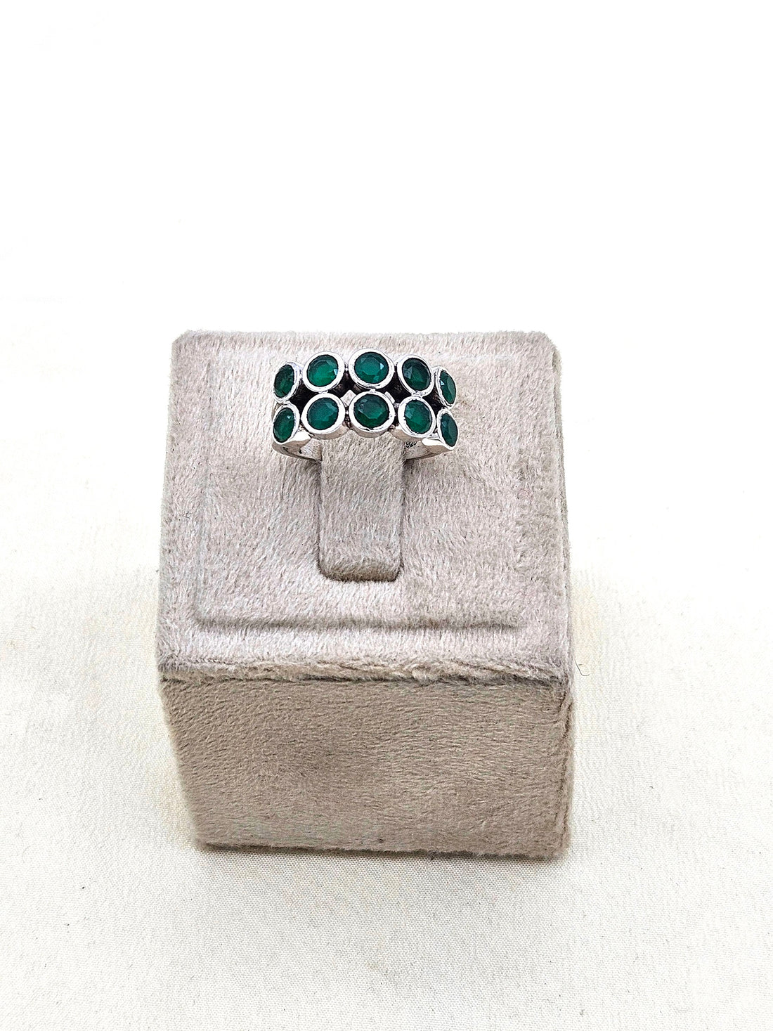 Fine Handcrafted 925 Silver Multi Green Onyx Gem Stones Awesome Designer Finger Ring