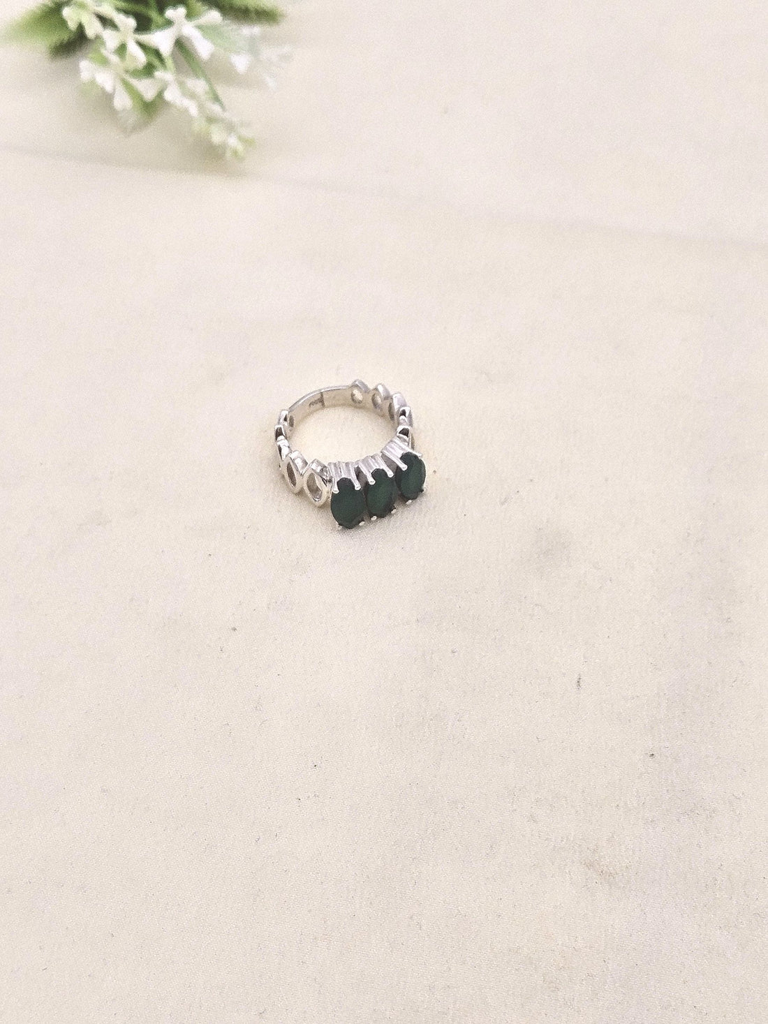 Fine Handcrafted 925 Silver Green Onyx Gem Stones Awesome Designer Finger Ring