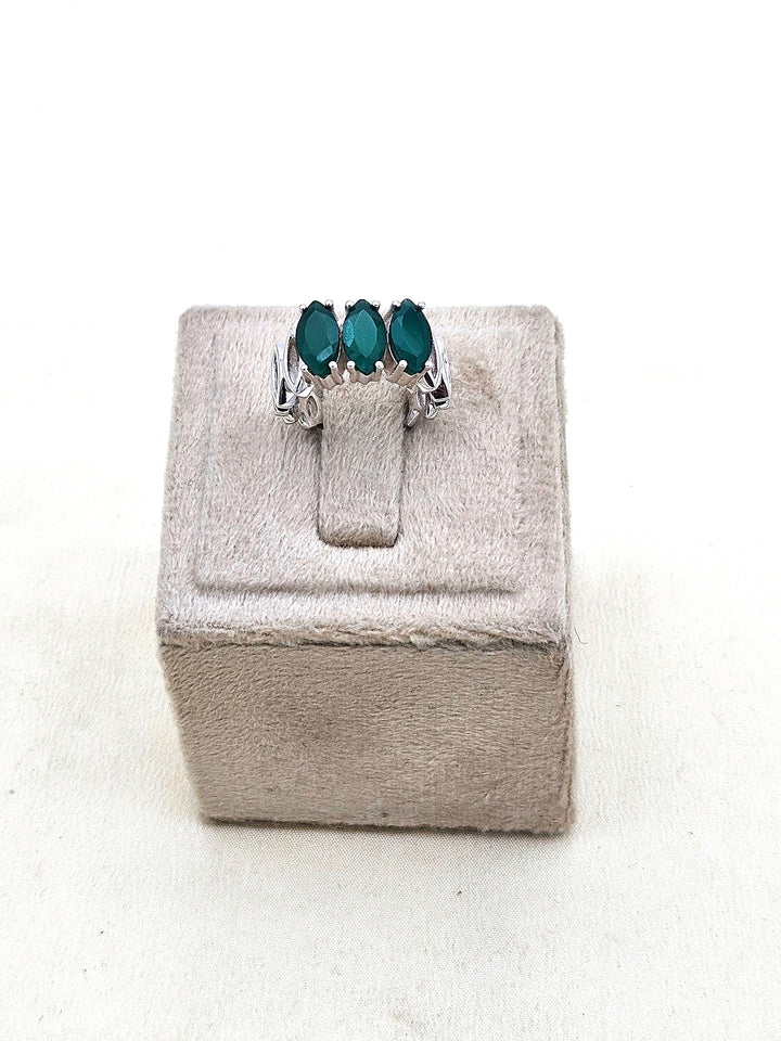 Fine Handcrafted 925 Silver Green Onyx Gem Stones Awesome Designer Finger Ring