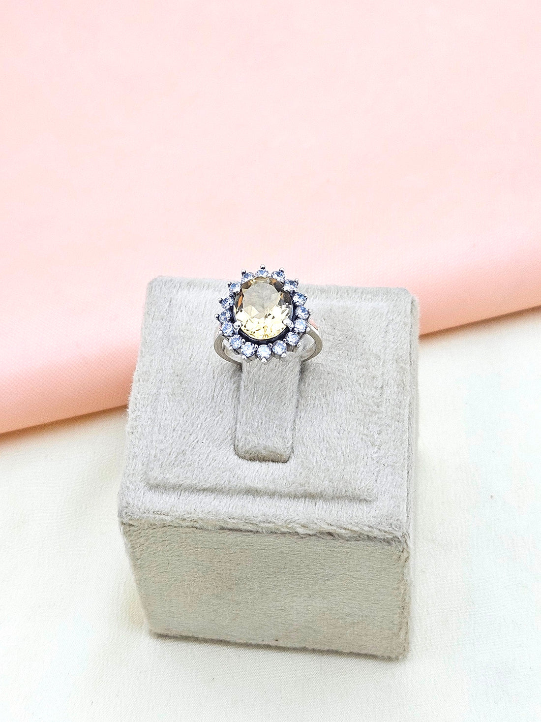 Fine Handcrafted 925 Silver Citrine- CZ  Gem Stones Awesome Designer Finger Ring